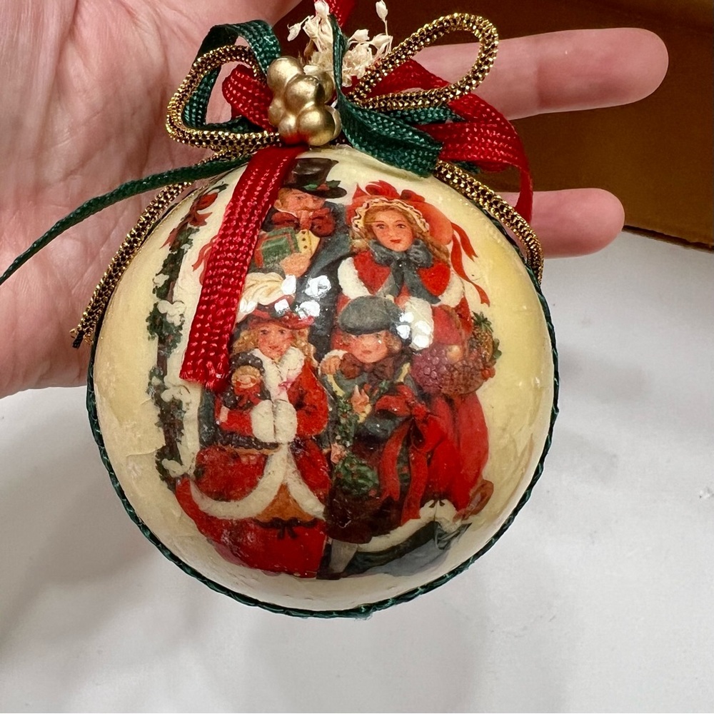 Vintage Paper Mache Christmas Ornament family of four “rare”